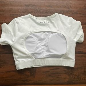 NVGTN white cut out crop top tee small